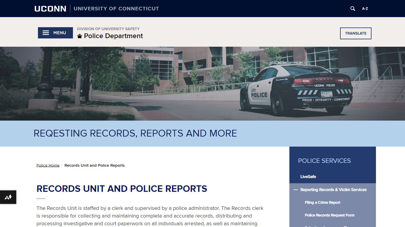 Records Unit and Police Reports | Division of University Safety